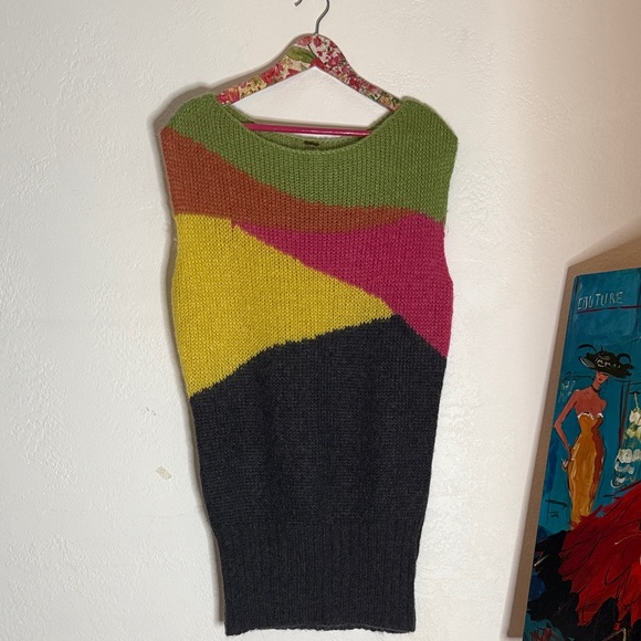 Free People Sweaters - RARE VINTAGE/Free People Color-Block Tunic Sweater
yellow, green, orange, gray